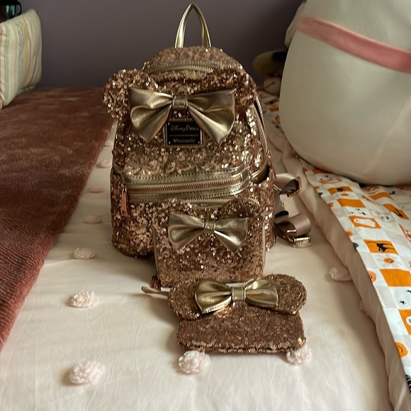 Disney Rose Gold Backpack Bundle - Picture 1 of 8